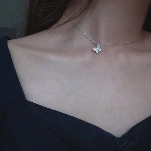 925 Sterling Silver Elegance Crystal Butterfly Necklace